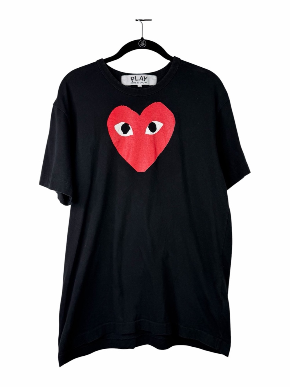 Comme Des Garcons Play CDG Black Slim Tee T-Shirt Red Heart Logo Size XL